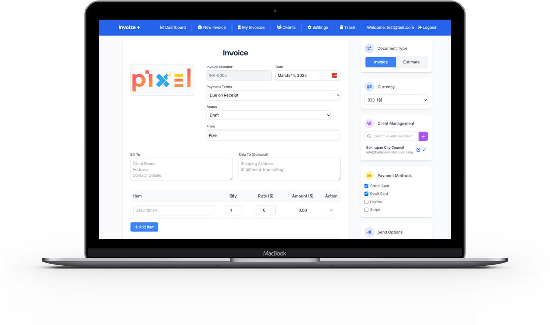 Invoize+ on MacBook ? invoice management